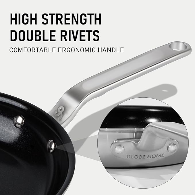 5 Ply Ceramic Non Stick Frying Pans - 12 Inch Stainless Clad Nonstick Skillet, Non-Toxic PTFE PFOA & PFAS Free, Induction Ready Oven Safe up to 650°F, Professional Even Heating Cookware