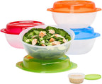Bentgo Easyboxes Salad-to-Go Containers - 8-Piece Set: 4 Bowls, Leak-Proof Dressing Cups Built-In & 4 Fitted Lids Seal in Freshness; Reusable/BPA-Free for Salad, Pasta, & Cereal (Classic)