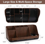 GFWARE Wood Toothbrush Holders for Bathrooms Countertop Organizer - Detachable 7 Slots Kid Bathroom Decor and Accessories, Wooden Bathroom Sink Storage Organization, Caddy, Tray, Brown