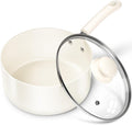 MICHELANGELO Nonstick Saucepan with Lid, Ceramic Sauce Pan Sets, Easy to Clean Sauce Pans, Multi-Purpose Cooking Pots, 3QT, White