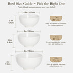 MALACASA 26 oz Porcelain Soup Bowls, White Ceramic Cereal Bowls for Kitchen 6 inch Bowls Set of 6 for Oatmeal Salad Fruit Rice Dishwasher and Microwave Safe, Series Regular