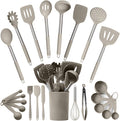 Silicone Kitchen Utensils Set 24 Pieces 450 °F Heat Resistant - Khaki Cooking Utensils-Set for Nonstick Cookware - Silicone Spatulas Set, Stainless Steel Handle & Other Kitchen accessories