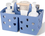 Anyoifax Portable Shower Caddy Plastic Shower Basket Organizer Divided Bathroom Caddy Storage Cleanning Caddy Tote with Handle for College, Dorm Room, Kitchen, Dark Blue