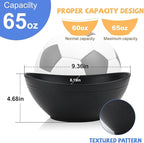 Wrova Big Wheat Straw Bowls,Unbreakable Large Salad Bowls,Dishwasher and Microware Safe Plastic Bowls Reusable,Kitchen Bowl Set for Salad,Cereal,Soup and Oatmeal.Black and White