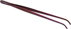 O'Creme Stainless Steel Precision Kitchen Tweezer Tongs with Serrated Tips for Gripping (10" Curved, Purple)