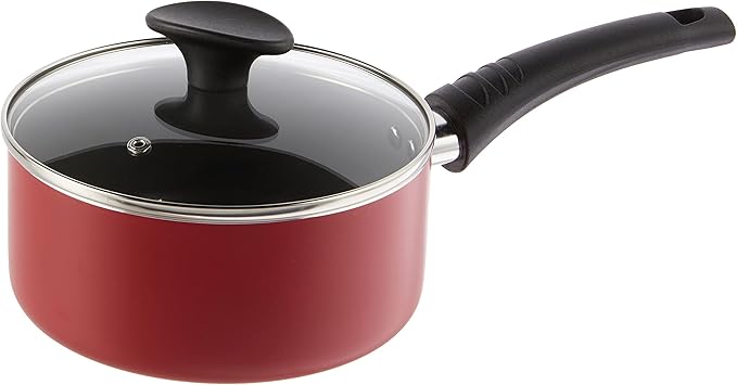 BELLA Cookware Set, 12 Piece Pots and Pans with Utensils, Nonstick PFOA Free Scratch Resistant Cooking Surface Compatible with All Stoves, Nylon and Aluminum, Red