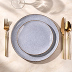 AmorArc Ceramic Dinnerware Sets,Handmade Reactive Glaze Stoneware Plates and Bowls Sets,Highly Scratch Resistant | Dishwasher & Microwave Safe Dishes Set,Service for 4 (12pc)
