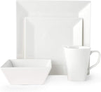 Mikasa Square Delray 16-Piece Bone China Dinnerware Set, Service for 4, White