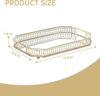 Bar Cart Tray, Decorative Mirrored Tray with Handles, Large Capacity Organizer, Gold