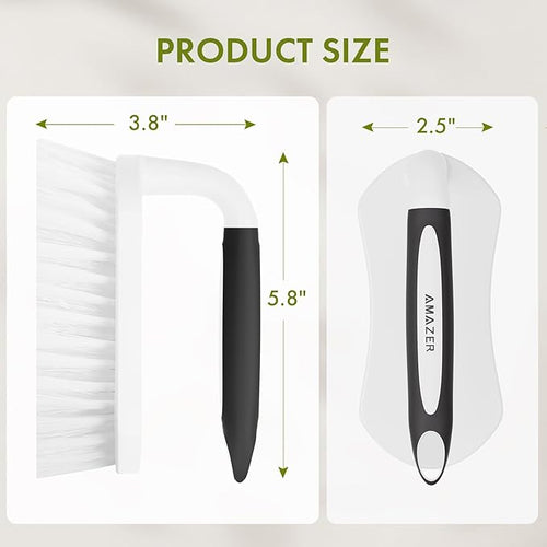 Amazer Scrub Brush for Cleaning Comfort Grip Shower Scrubber Stiff Bristles with Handle Heavy Duty Cleaner Brush for Tub Sink Carpet Floor - Pack of 2 (Black+Black)
