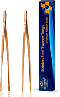 JETKONG 2 Pcs 9-Inch Kitchen Tweezers Cooking Tweezer Tongs Stainless Steel Food Tweezers (Rose Gold)