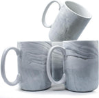 Coffee Mugs Set of 4,16 OZ Large Marble Ceramic Tea Cups with Big Handle,Bulk Grey Marble Diner Mugs Set for Latte, Beer,Cappuccino,Microwave Dishwasher Safe Cup for Men Women Gift