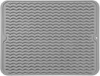 MicoYang Silicone Dish Drying Mat for Kitchen Counter or Sink, Refrigerator or Drawer Liner, Easy Clean, Eco-Friendly, Heat-Resistant, Grey, 16 inches x 12 inches