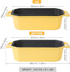 Bread Pan Cast Iron Loaf Pan with Lid Bread Loaf Pan 8.5x4.5 Inch Loaf Pan Enameled Cast Iron Sourdough Loaf Pan, Yellow