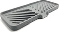 Happitasa Silicone Soap Dish Tray and Sponge Holder with Drain Chute and Feet | 3-Way Sloped Design | Bathroom and Kitchen Sink Organizer Caddy (Grey, 10"x4", 7.8 Ounces)