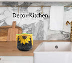 Sunflower Sponge Holder for Kitchen Sink Dish Sponges Holder Fall Autumn Theme Ceramic Kitchen Sink Sponge Holder Yellow Sink Caddy Kitchen Sink Organizer Decor