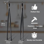 HOTEC Kitchen Tweezers Tongs Stainless Steel Professional Chef Tweezers, Set of 2-12inch Extra-Long Food Tongs for Cooking,Grill and Baking
