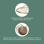 Bloomhouse - Two Time Oprah's Favorite Things Winner - 10 Inch Heavy Duty Aluminum Premium PFA Free Ceramic Nonstick Saute/Deep Frying Pan Skillet with Lid - Cappuccino Cream with Gold Handle