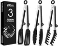 Kitchen Tongs for Cooking, Non Scratch Silicone Tip for Nonstick Cooking Pans, Food Grade Mini Serving Tongs, Pull Lock, Set of 3, Black (BLack, 9 inch)