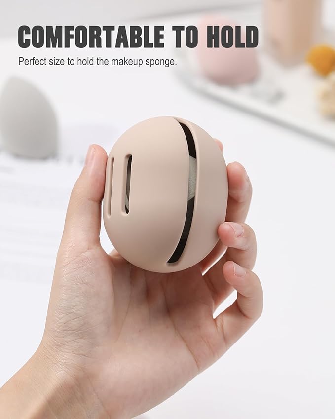 FERYES 2 PCS Makeup Sponge Holder – Shatterproof Eco-Friendly Silicone Beauty Make Up Blender Case for Travel