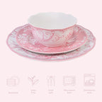 222 Fifth Adelaide Blush 12-Piece Pink Porcelain Dinnerware Set – Service for 4, Big Dinner Plates and Bowls Sets, White with Pink Floral Pattern, for Daily Entertainment, Microwave & Dishwasher Safe