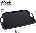 Czlizdyt 17.5 x 12’’ Large Melamine Serving Tray with Handles, Set of 2 Rectangular Melamine Serving Platters, Dishwasher Safe Trays for Eating, Appetizer, Charcuterie, Snack, Fruits, Desserts, Black