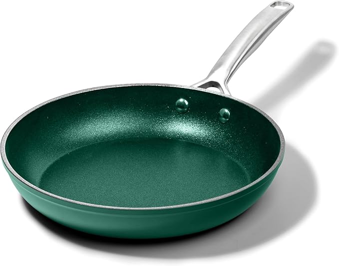 Granitestone 10 Inch Nonstick Frying Pan Skillet, Granite Coated Non Toxic Cooking Pan for Eggs & Omelettes, PFOA Free, Withstands Metal Utensils, Oven Safe to 500°F, Dishwasher Safe, Emerald Green