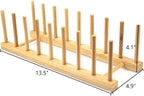 Lawei 4 Pack Bamboo Dish Drying Rack, Plate Rack Stand Pot Lid Holder, Dish Organizer Racks for Plates, Cups, Bowls, Cutting Board, Drying Rack Stand Drainer, Kitchen Cabinet Organizer