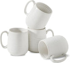 HASENSE Large Coffee Mugs,15oz Ceramic Coffee Mug Set of 4, Porcelain Coffee cups with handle for Morning Coffee, Latte, Tea and Cocoa, Coffee Cups with Unqiue Glaze for Men, Women, Plain