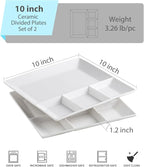 LAUCHUH Chip & Dip Serving Set, 11 inch Porcelain Divided Serving Platter Large Relish Tray Appetizer Tray for St. Patrick's Day Party, Nuts, Candy, Veggies, Candy and Snacks, White