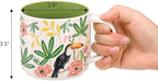 Frcctre Set of 4 Ceramic Coffee Mug Set, Large 15 Ounce Ceramic Tea Cup with Handle, Vintage Hand Painted Floral Porcelain Mug Colorful Restaurant Mug for Coffee, Tea, Milk, Hot Cocoa