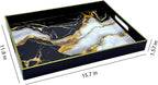 Serving Tray with Handles, 15.7 * 11.8 inches, Plastic Ottoman Tray with Exquisite Paintings, Trays for Coffee Table