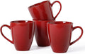 MONITO 17 OZ Coffee Mugs Set of 4, Large Ceramic Blue Coffee Mugs Set with handle for Tea/Latte/Milk/Cocoa, Funny Tea Cups for Office and Home, Engagement Gifts. (Red)