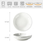 Sureasy 9.7" Pasta Bowls Set of 4-42 oz Large Salad Bowls for Kitchen, Embossed Ceramic Serving Bowls for Fruits, Soup, Pasta and Salad, Microwave & Dishwasher Safe, White