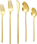 30-Piece Silverware set for 6, Premium 18/10 Stainless Steel Flatware Cutlery Set, Luxury Eating Utensils Set Include Spoons Forks & Knives, Mirror Polished, Dishwasher Safe (Gold)