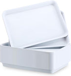 Ziliny 30 Pcs Serving Trays Plastic Serving Tray 12.6 x 9.1 x 1 White Platters Reusable Food Tray Party Trays Movie Night Snack Platters for Christmas Kitchen Cafeteria Veggie Cookies