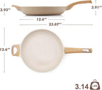 SENSARTE Ceramic Nonstick Frying Pan Skillet with Hot-resistant Handle 12.5Inch Large Non-toxic Healthy Kitchen Cooking Chef's Pan, Free of Intentionally Added PFOA/PFAS/PTFE, Induction Compatible