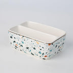 2 Compartments Ceramic Sponge Holder for Kitchen Sink, Cute Floral Countertop Dish Sponges Holder Soap Sink Organizer Farmhouse Caddy (Blue Terrazzo)