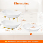 Lifewit Plastic Fruit Bowl for Kitchen Counter, 2 Tier Fruit Basket with Gold Metal Stand, Tiered Fruit Holder for Countertop Serving Tray for Vegetable/Dessert in Party 28 x 21 x 23cm/11 x 8.4 x 9