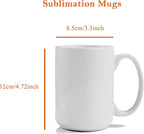 TANGLONG Sublimation Mugs 15 oz, Sublimation Blanks, Bulk Coffee Mugs,White Cups for Coffee,Latte, Soup, Milk, Hot Cocoa Set of 12