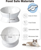 ABRUTY Cat Food Bowl, 5 OZ Ceramic Elevated Kitten Water Bowl, 15° Tilted Raised Pet Feeder, Anti Vomiting and Whisker Friendly Dishes for Fat Faced, Cat, Kitten, Small Dog