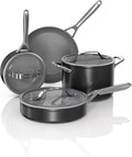 Ninja Ceramic Pro 7-Piece Cookware Set, Non-Stick Pots & Pans Set with Glass Lids, Nontoxic, PTFE Free, Ceramic Coated, Oven Safe, All Stovetops & Induction Compatible, Black, CW39007BK