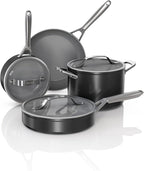 Ninja Ceramic Pro 7-Piece Cookware Set, Non-Stick Pots & Pans Set with Glass Lids, Nontoxic, PTFE Free, Ceramic Coated, Oven Safe, All Stovetops & Induction Compatible, Black, CW39007BK