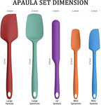 Coukre Silicone Spatula Set of 5,High Temperature Resistant, Food Grade Silicone, Dishwasher Safe, for Baking, Cooking (Pure Colorful B)