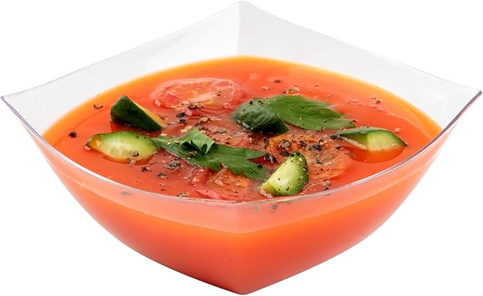 Restaurantware-Moderna 8 Ounce Fancy Plastic Bowls, 10 Square Disposable Salad Bowls - Durable, Heavy-duty, Clear Plastic Bowl, For Warm And Cold Foods