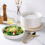 LERATIO Large Pasta Bowls,38oz Ceramic Pasta Bowls,9.25" Reactive Glaze Pasta Bowl Set of 4,Microwave & Dishwasher,Oven Safe,Wide Serving Bowls for Salad,Pasta,Fruit,Scratch Resistan -White