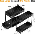 Simple Trending 3 Pack Under Sink Organizer, Pull-Out Cabinet Organizer Drawer, 2 Tier Multi-Purpose Slide Out Storage Shelf for Kitchen Bathroom, Black