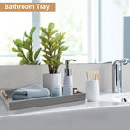 SXNOWS Wooden Serving Tray with 2 Sets of Handles,Large Ottoman Tray for Living Room, Rectangular Wood Tray for Coffee Table, Modern Farmhouse Kitchen Decor, 4 Round Coasters Included,Gray