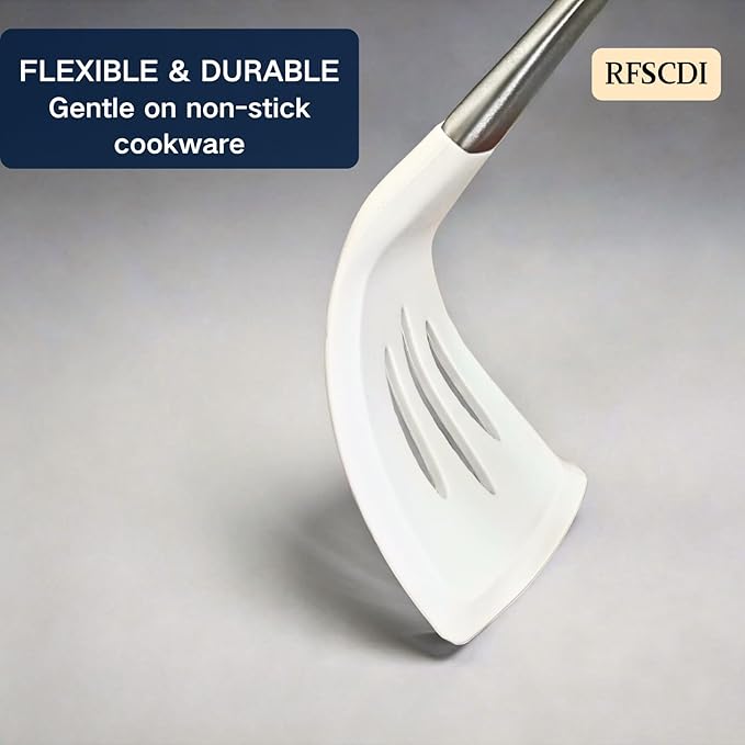 Premium White Silicone Cooking Utensils Set-Non-Toxic, Heat Resistant, BPA Free Kitchen Utensils Set with Spatula, Spoon, Whisk & Tongs-Non-Stick& Dishwasher Safe for Nonstick Cookware