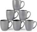 GBhome 16oz Coffee Mugs Set of 6, Large Ceramic Coffee Mugs for Man, Woman, Dad, Mom, Modern Coffee Mugs Set with handle for Tea/Latte/Cappuccino/Milk/Cocoa. Dishwasher&Microwave Safe,Matte Grey